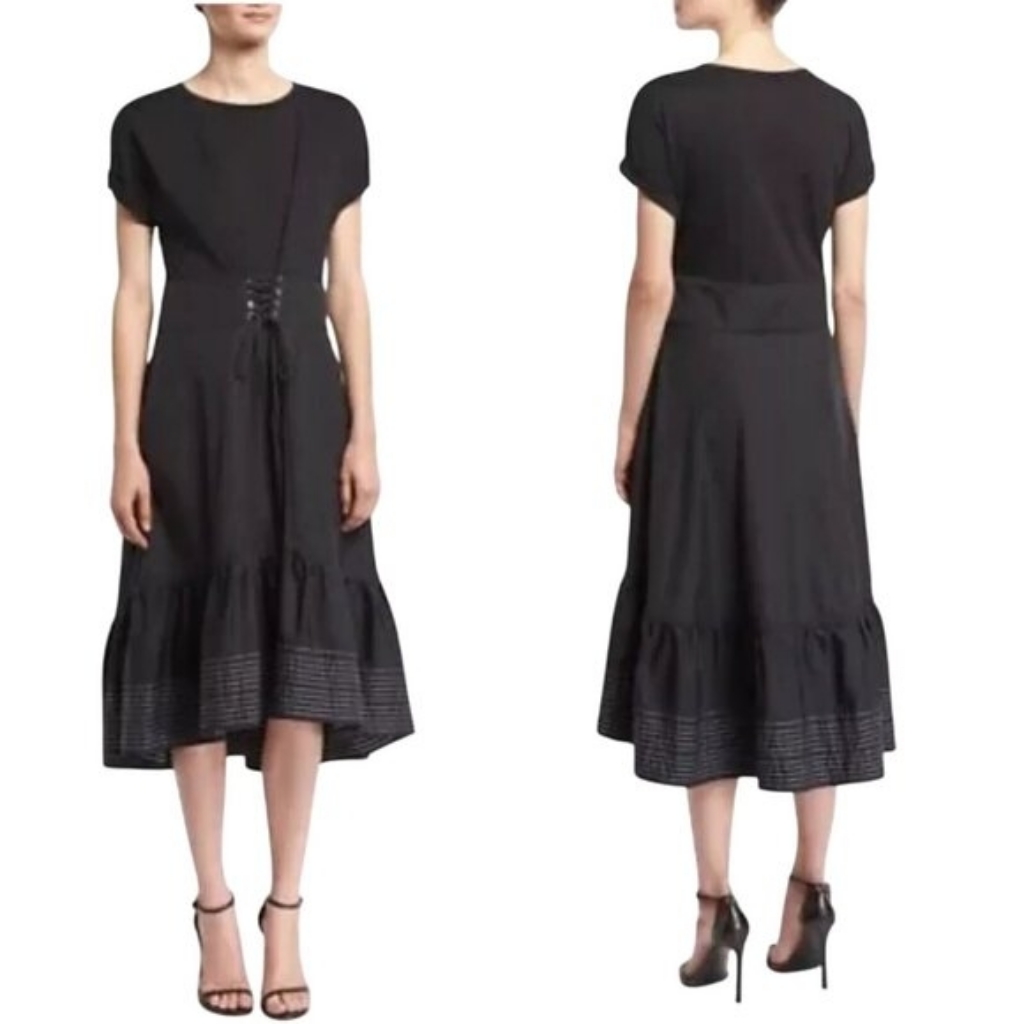 3.1 Phillip Lim Black Corset T-Shirt Midi Dress Size M